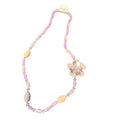 Ketting  roze met beige  met bloem