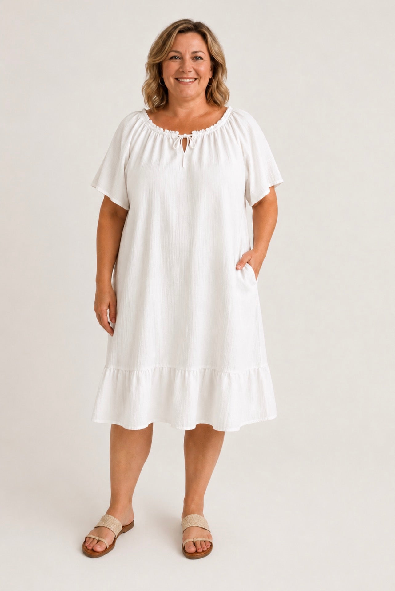 Jurkje zomers , kan ook off shoulder one size past voor meerdere maten