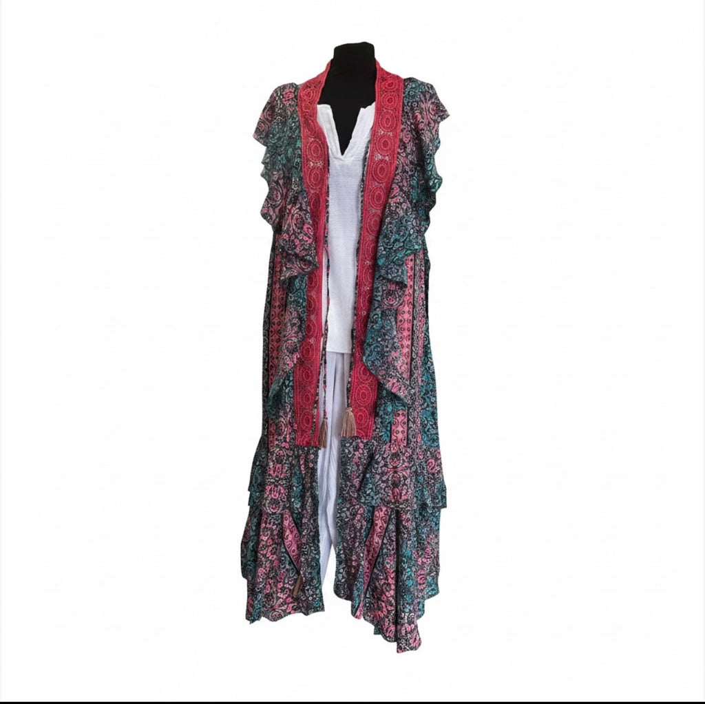 Kimono met foezel One size past voor maat 48 tot 52 Viscose met zijde