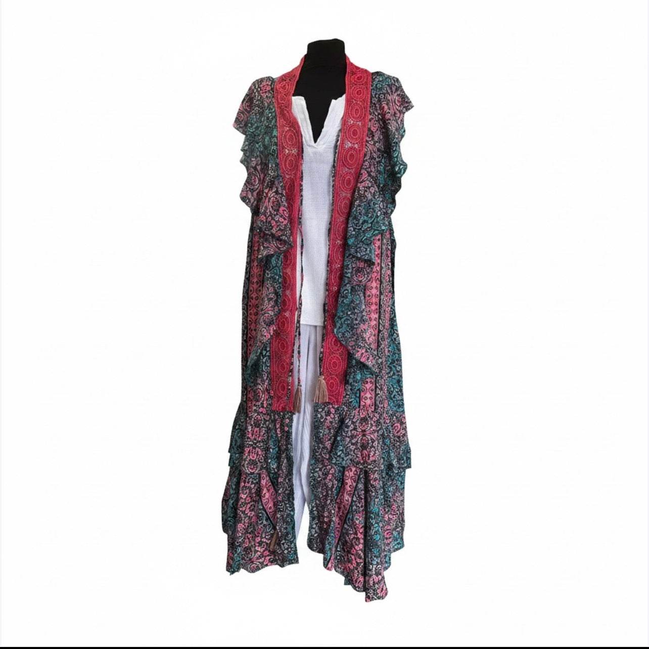 Kimono met foezel One size past voor maat 48 tot 52 Viscose met zijde