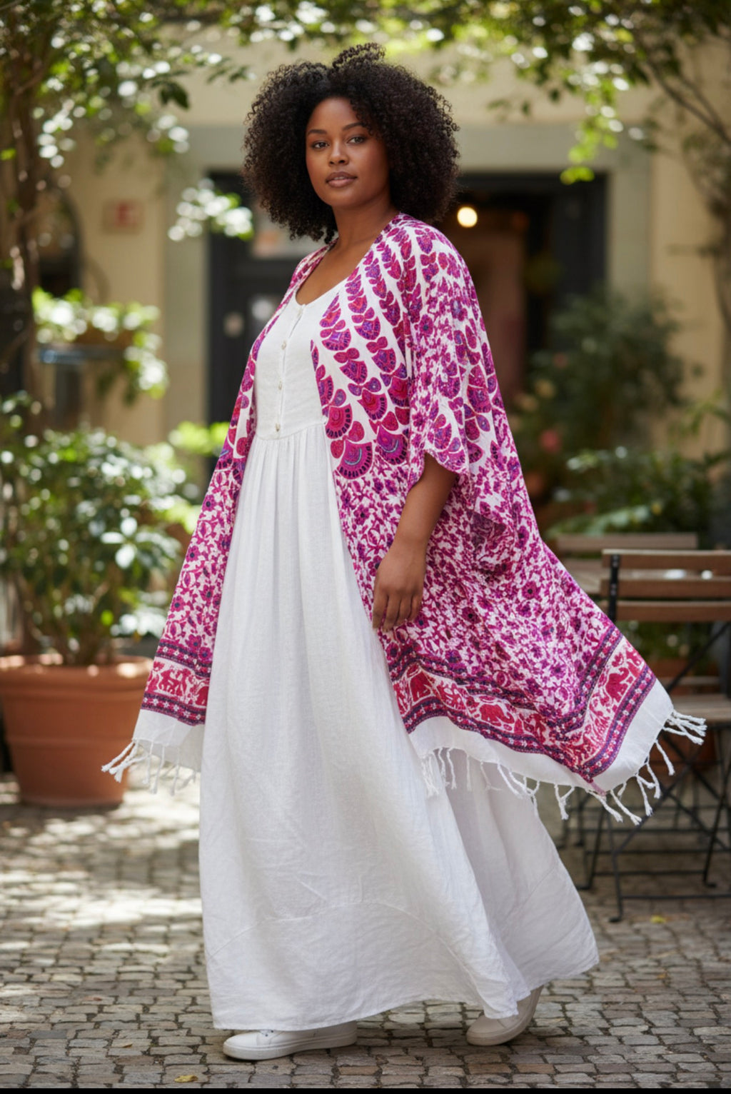 Luna Serena open poncho One size past tot maat 52/54