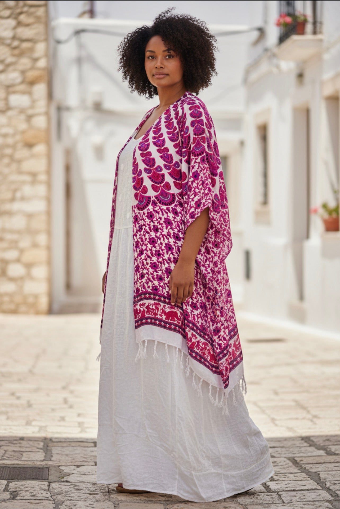 Luna Serena open poncho One size past tot maat 52/54