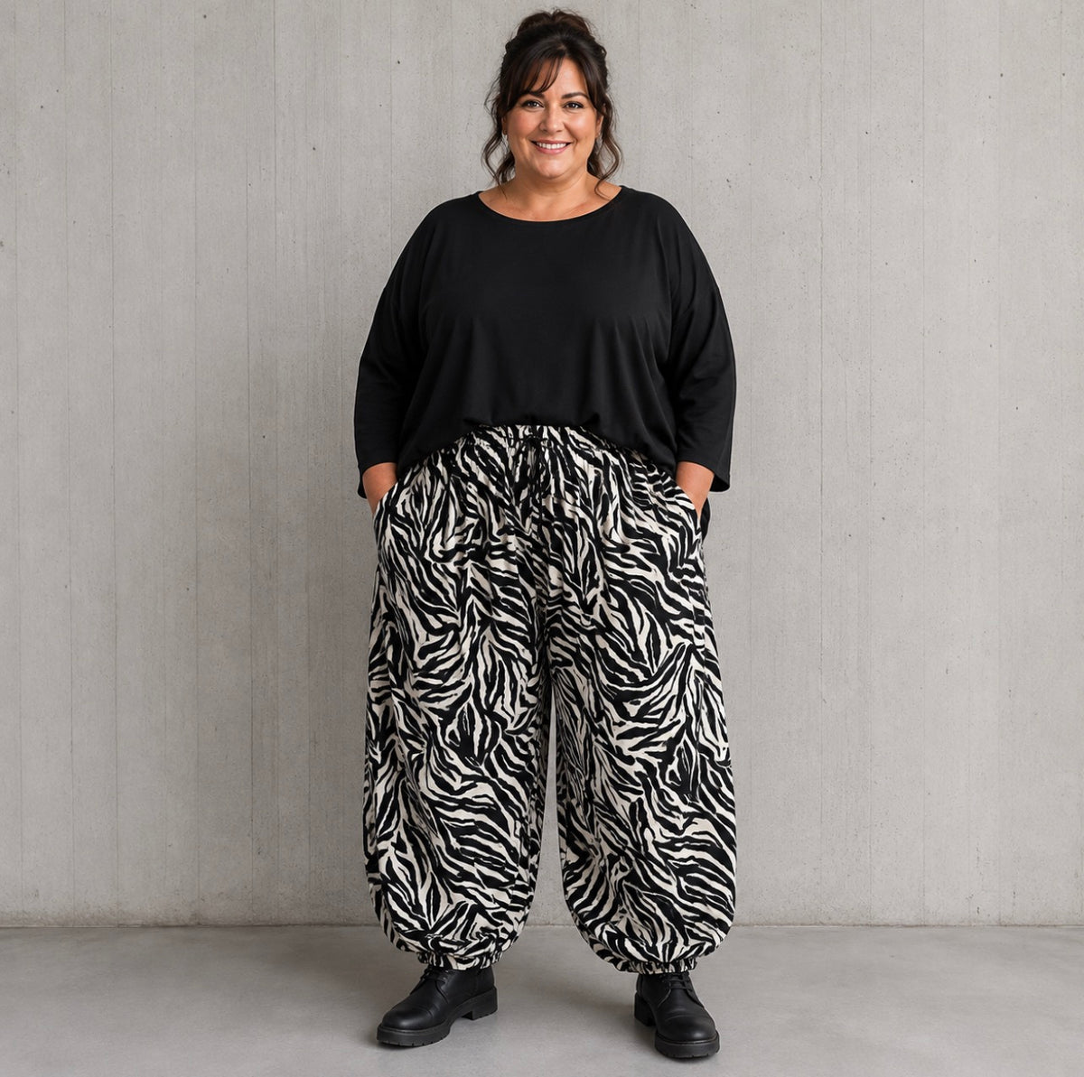 Broek animal print Plus size past tot maat 58