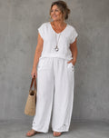 Moonshine linnen broek  wit maat  2-3-4-5