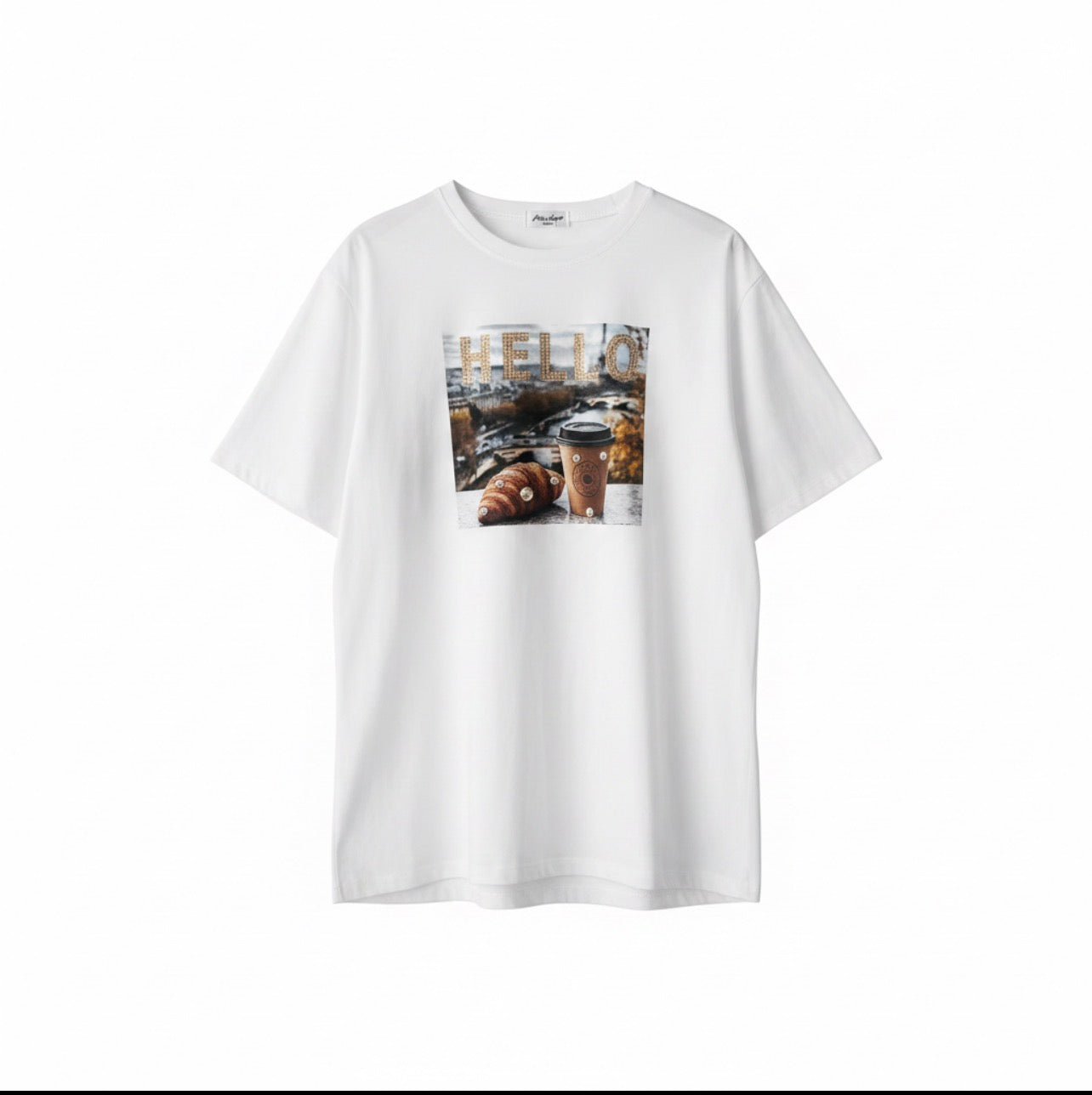 T-shirt  met applicatie en glitter One size past voor maat 40-42-44-46