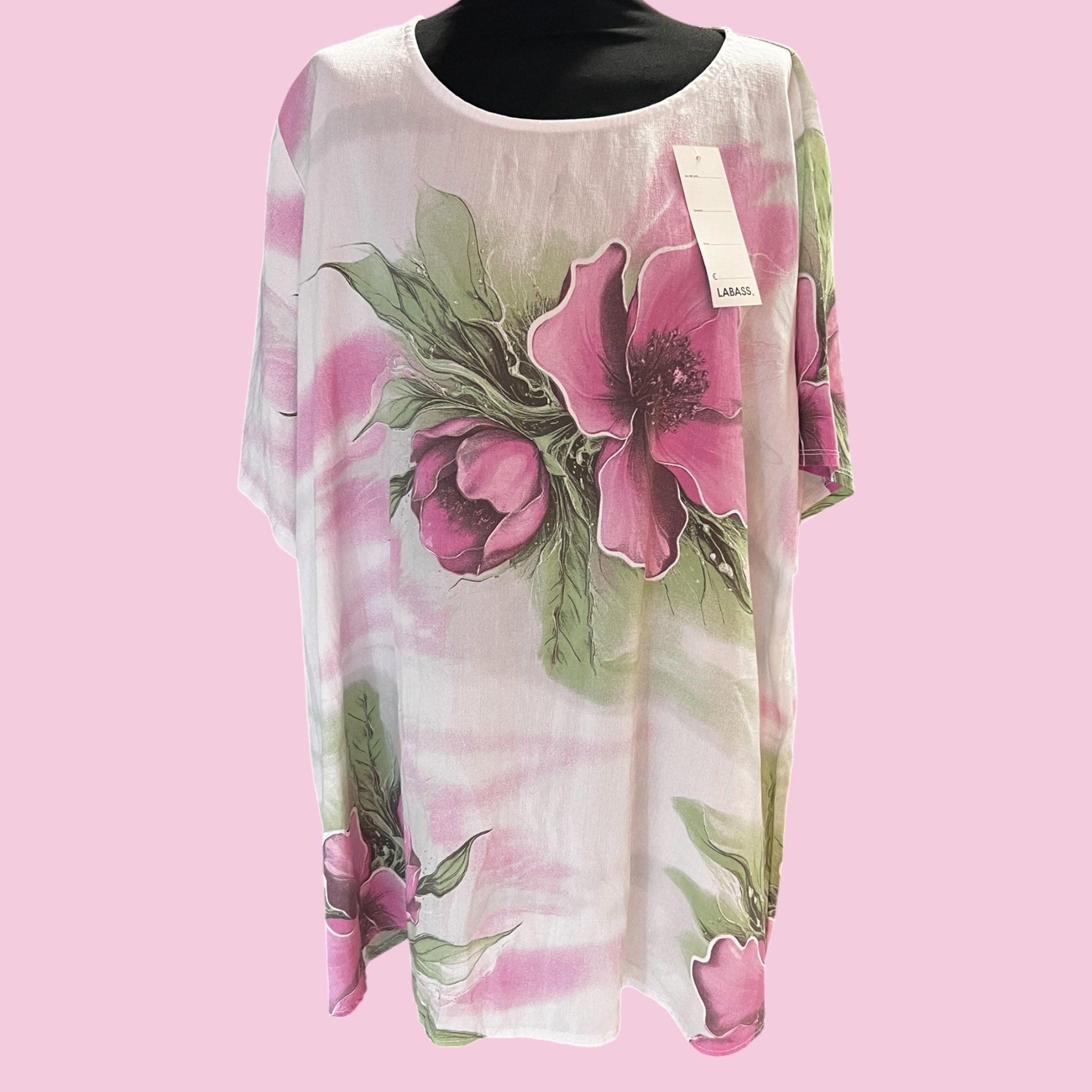 La Bass tuniek in linnenlook  beige roze Plus size