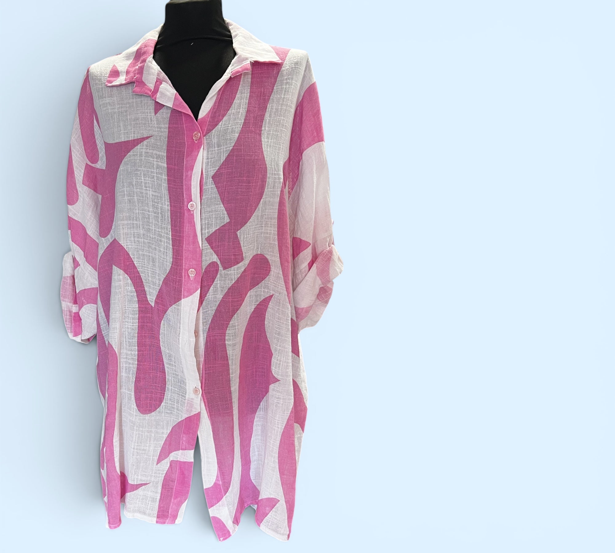 Lange blouse linnen lookOne size past voor maat 52-54-56 kleine 58