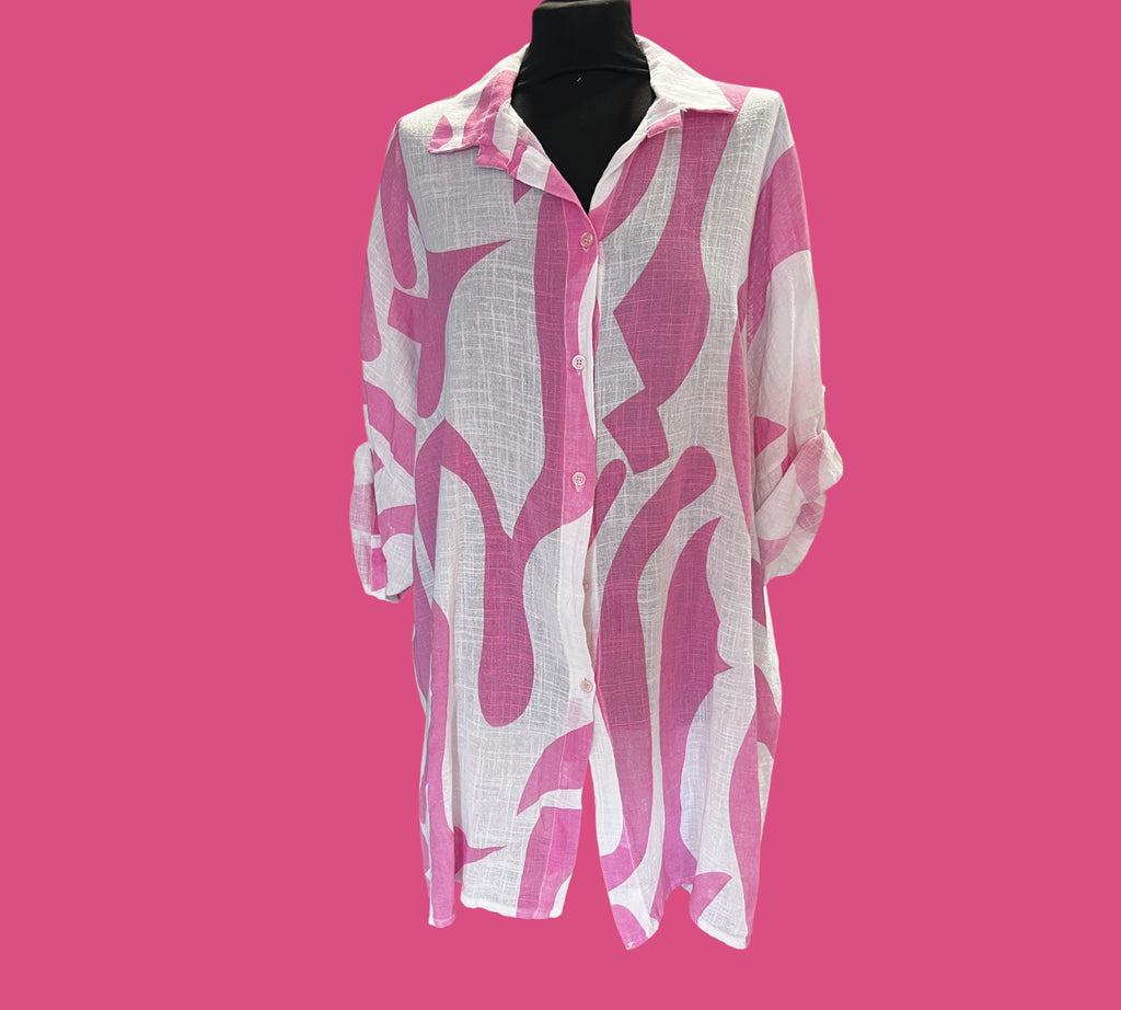 Lange blouse linnen lookOne size past voor maat 52-54-56 kleine 58
