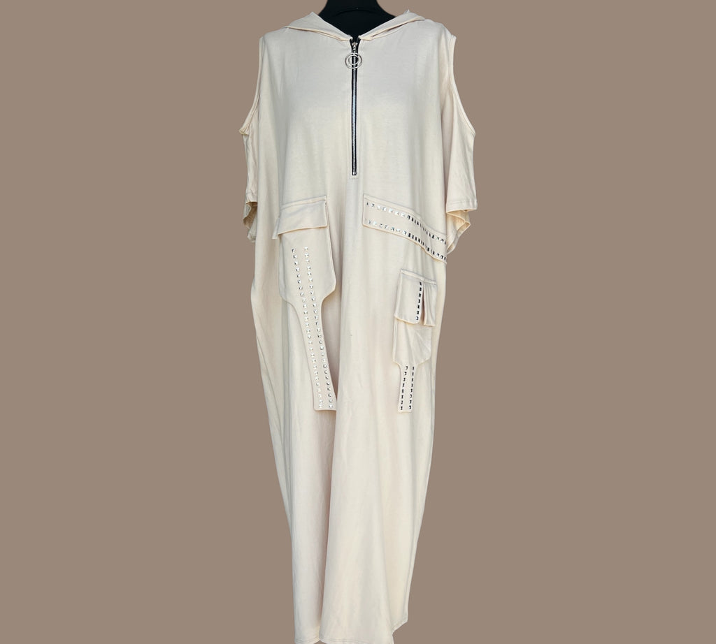Jurk Plus Size beige Past voor maat 54-56-58