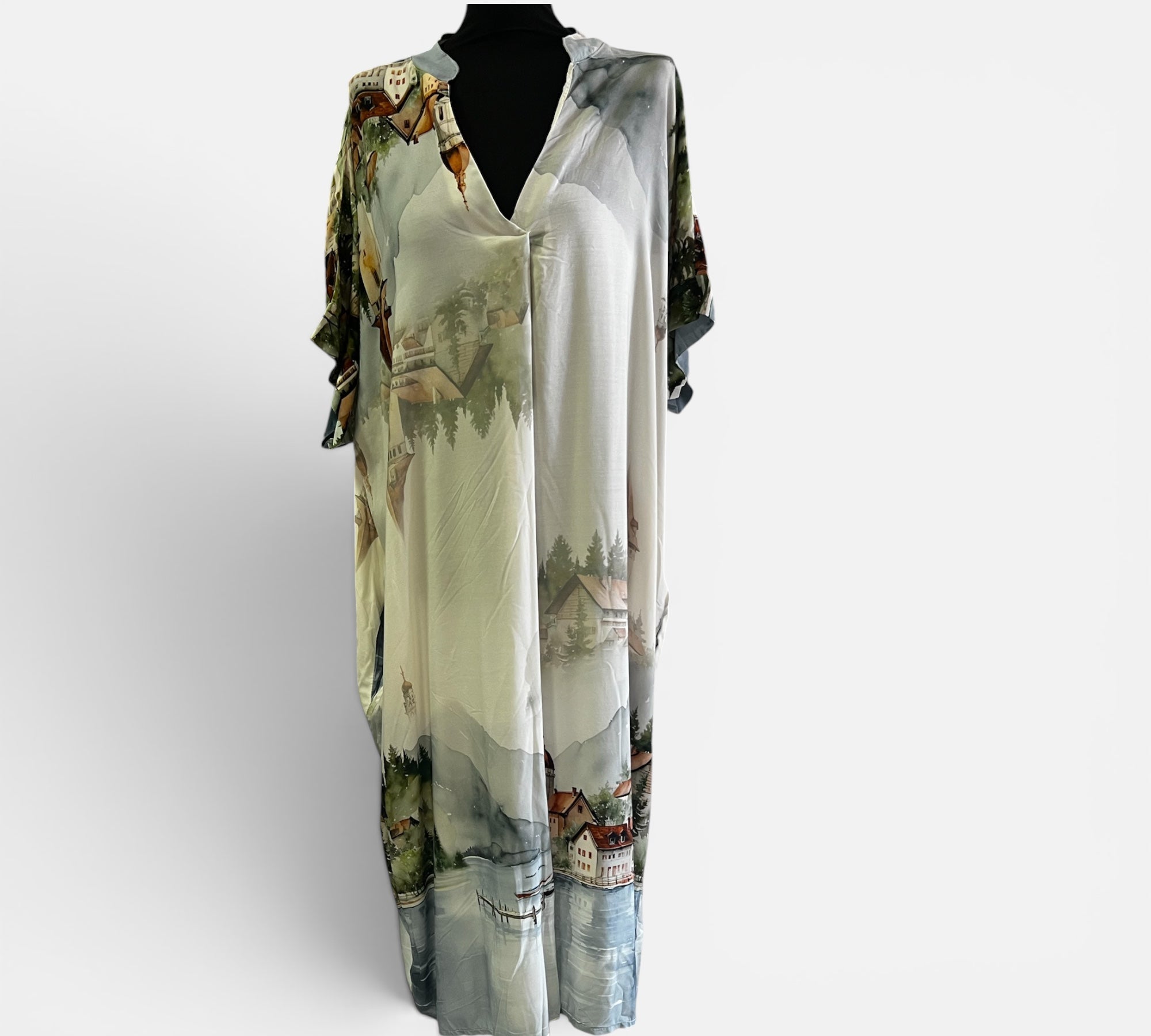 Zomerse jurk in 3D print One size past voor maat 52-54-56-58