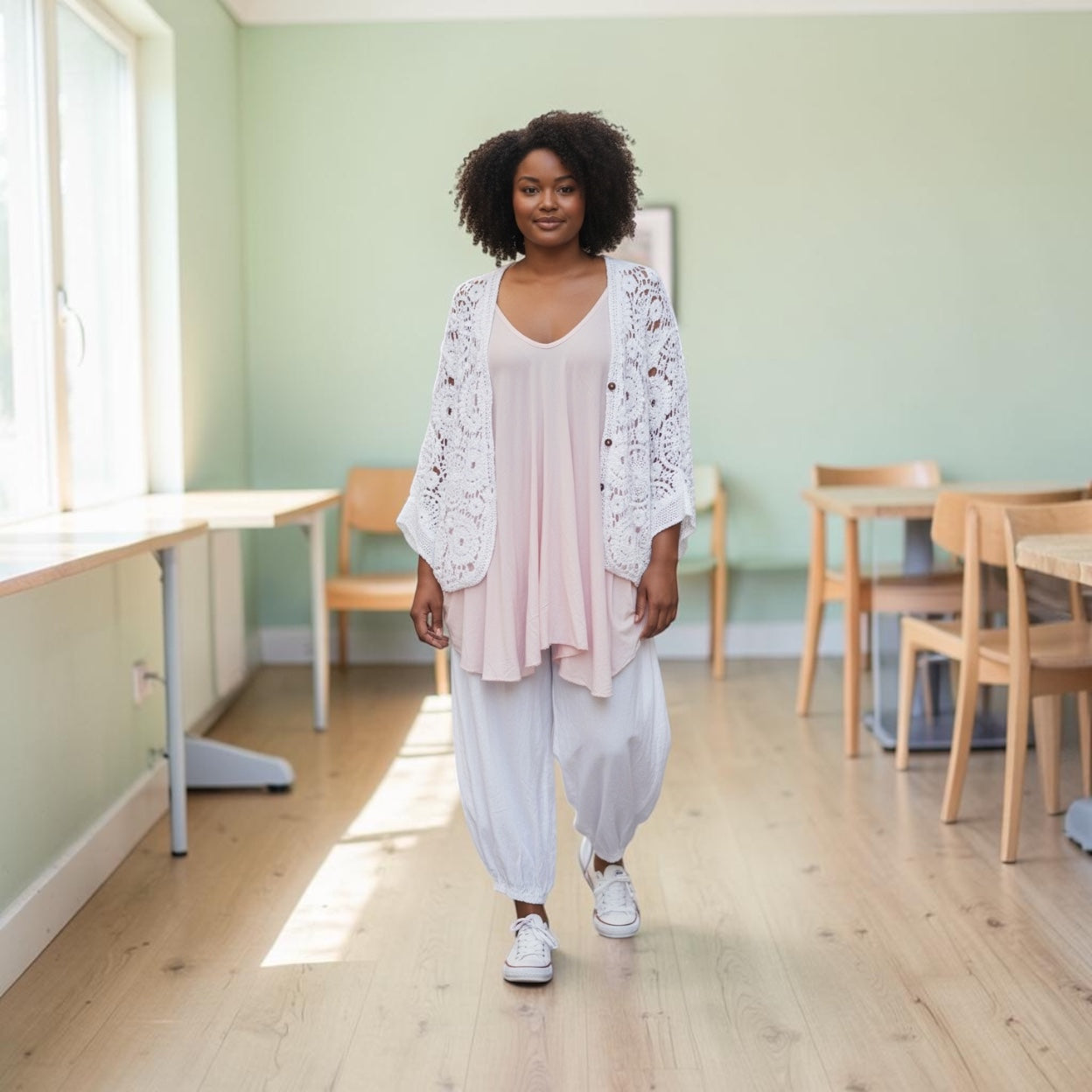 Kanten vest wit plus size Past voor ale maten tot maat 58