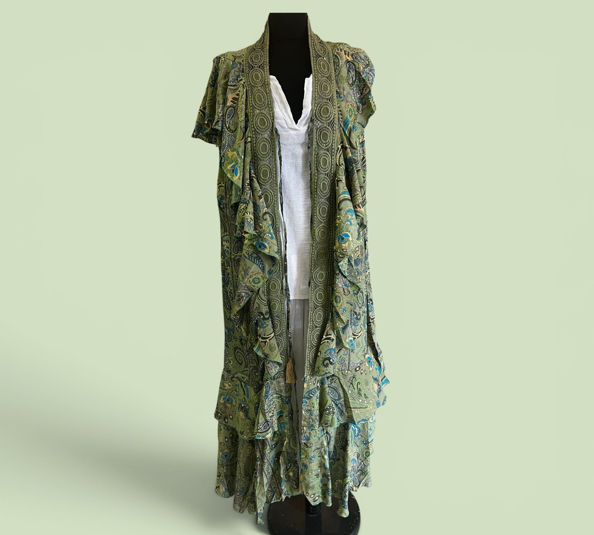Kimono met foezel One size past voor maat 48 tot 52 Viscose met zijde