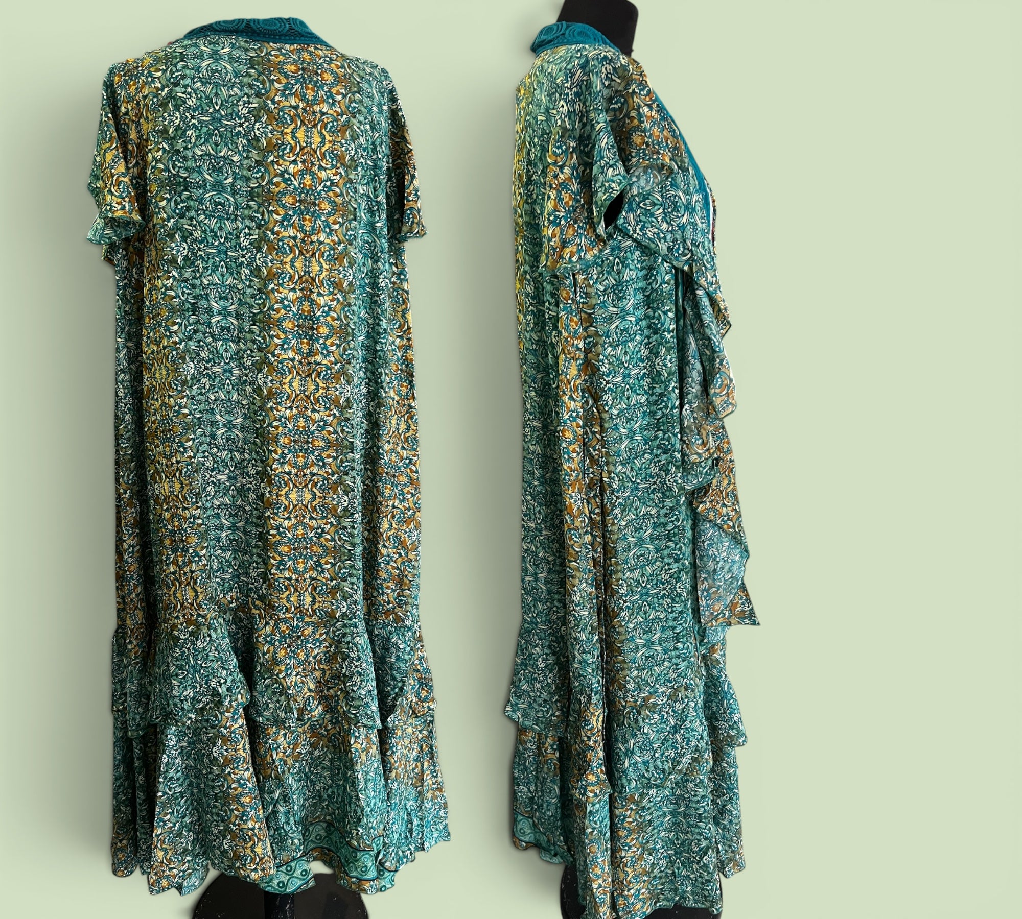 Kimono met foezel zijde met viscose One sizepast voor  mt 48 tot 52