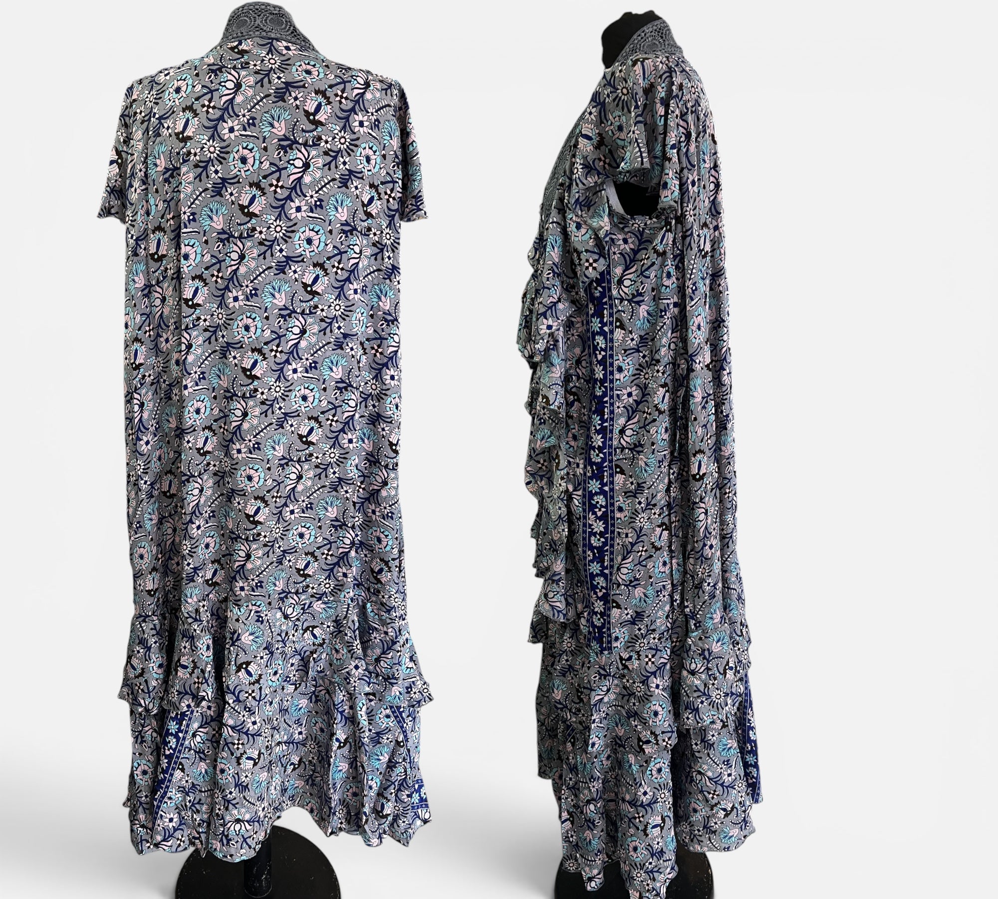 Kimono met foezel zijde met viscose One sizepast voor  mt 48 tot 52