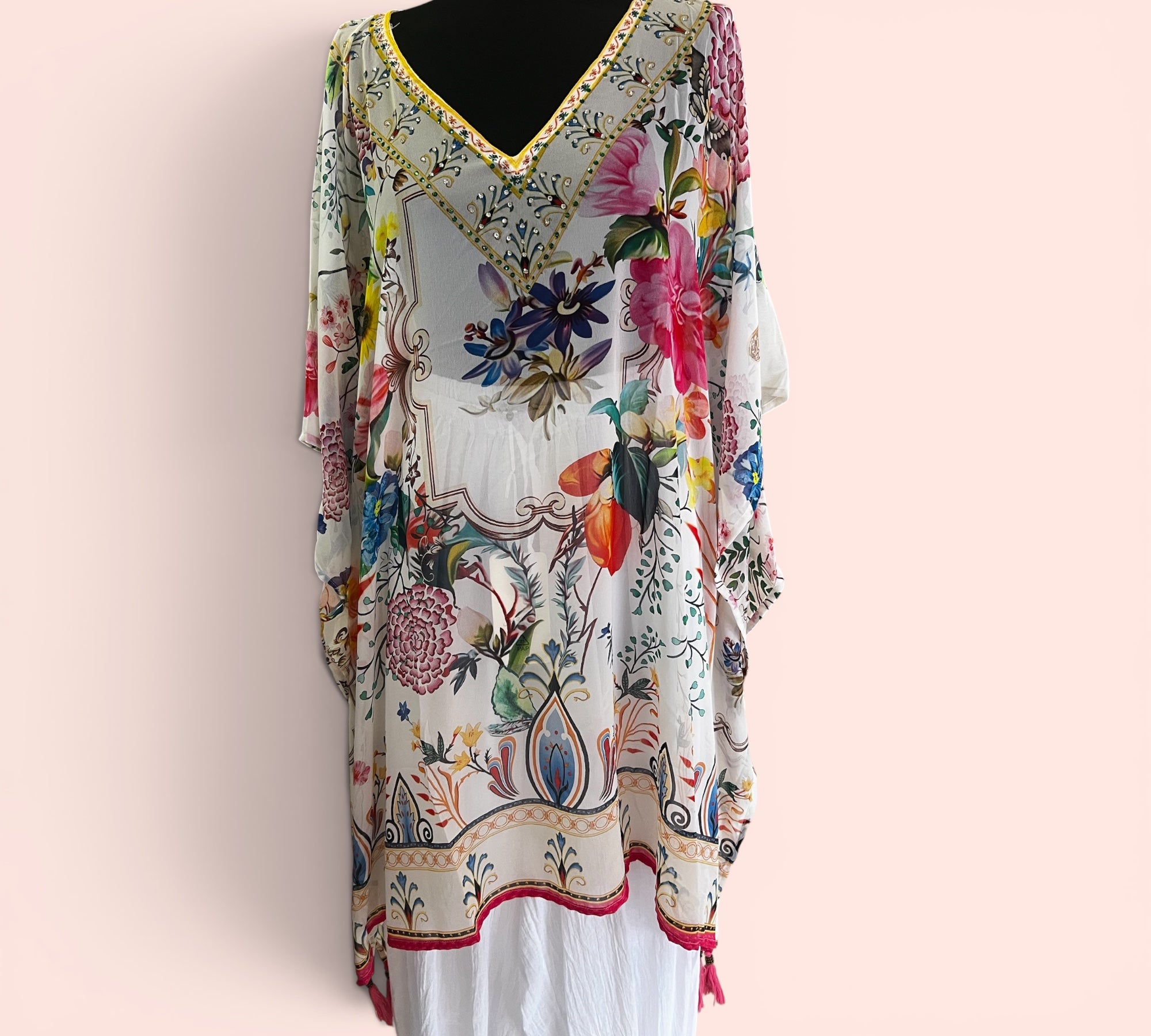 Voile tuniek viscose One size past tot maat 58