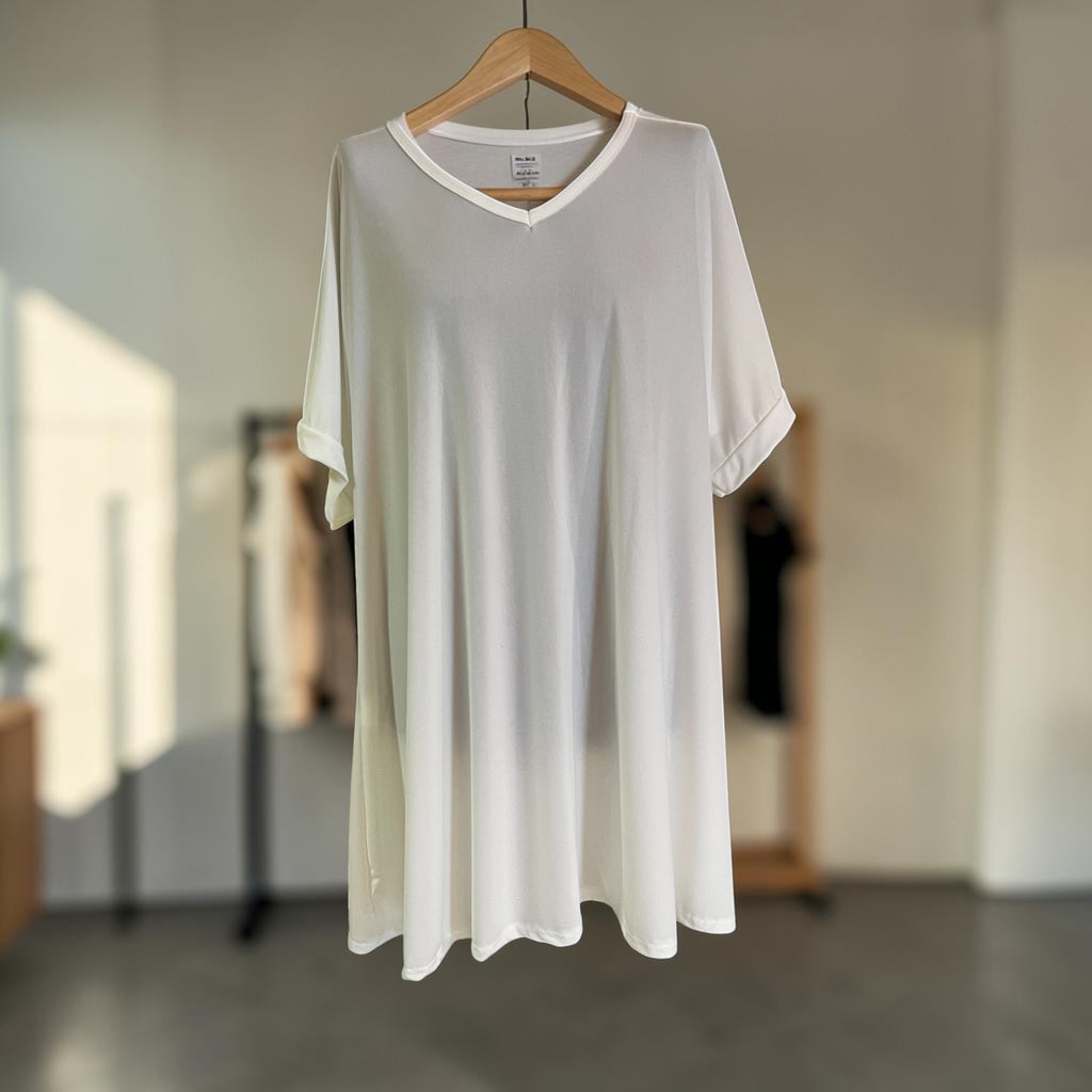 Shirt stretch iets Alijn gebroken wit One size makkelijk tot maat 56/58