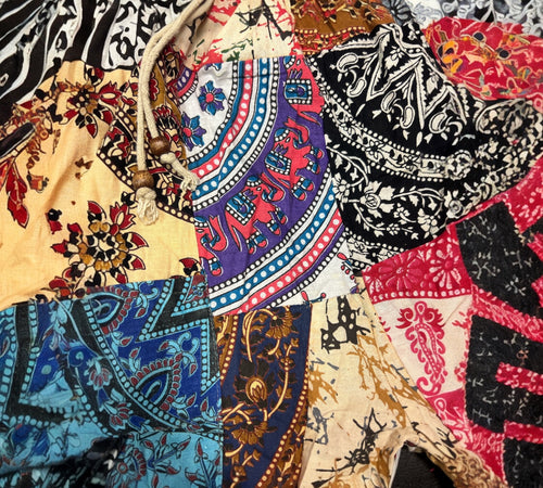 Hippie patch work broek One size past voor maat 48-50-52