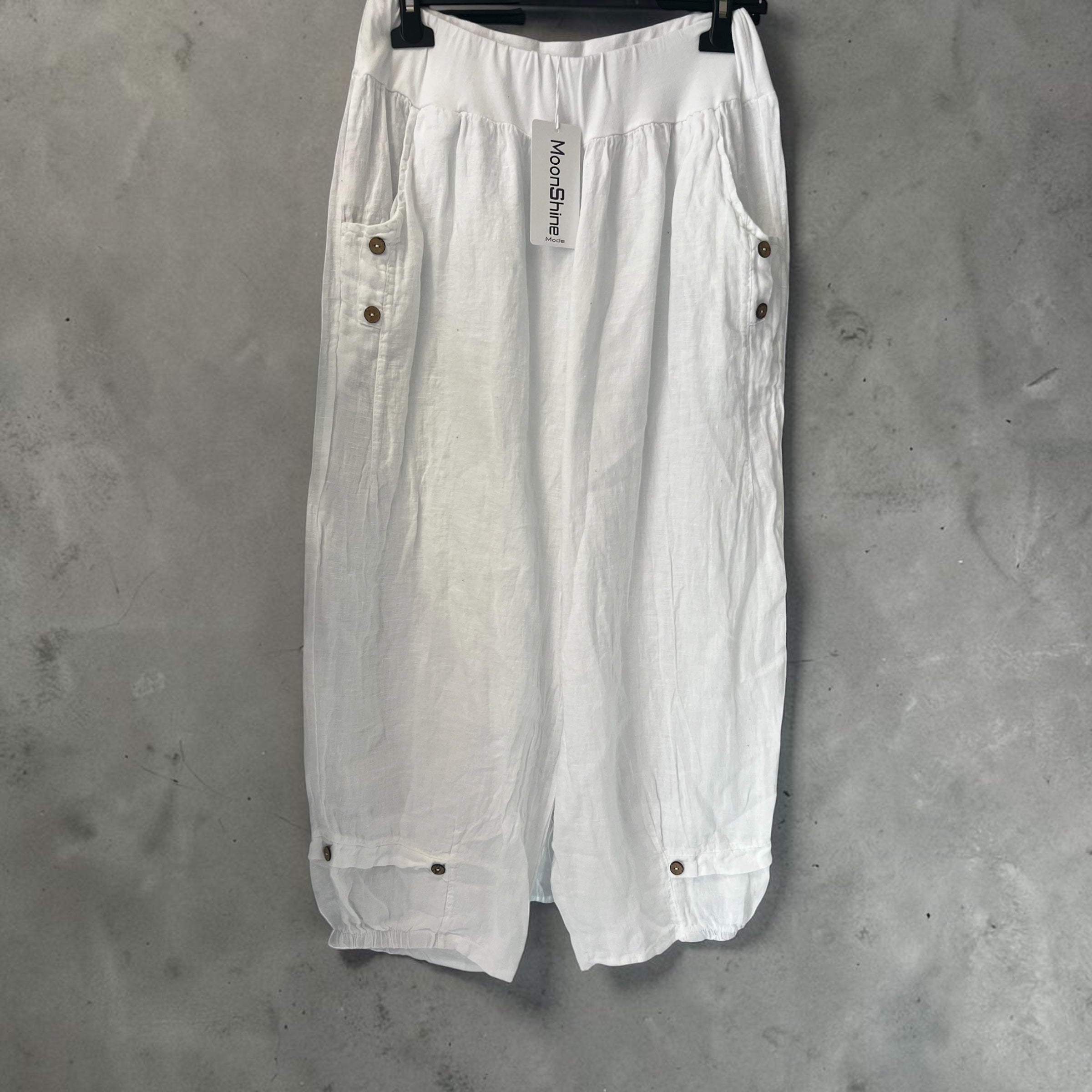 Moonshine linnen broek  wit maat  2-3-4-5