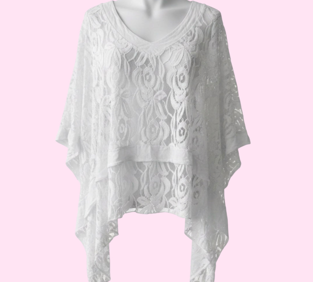 Moonshine kort kanten tuniek plus size wit