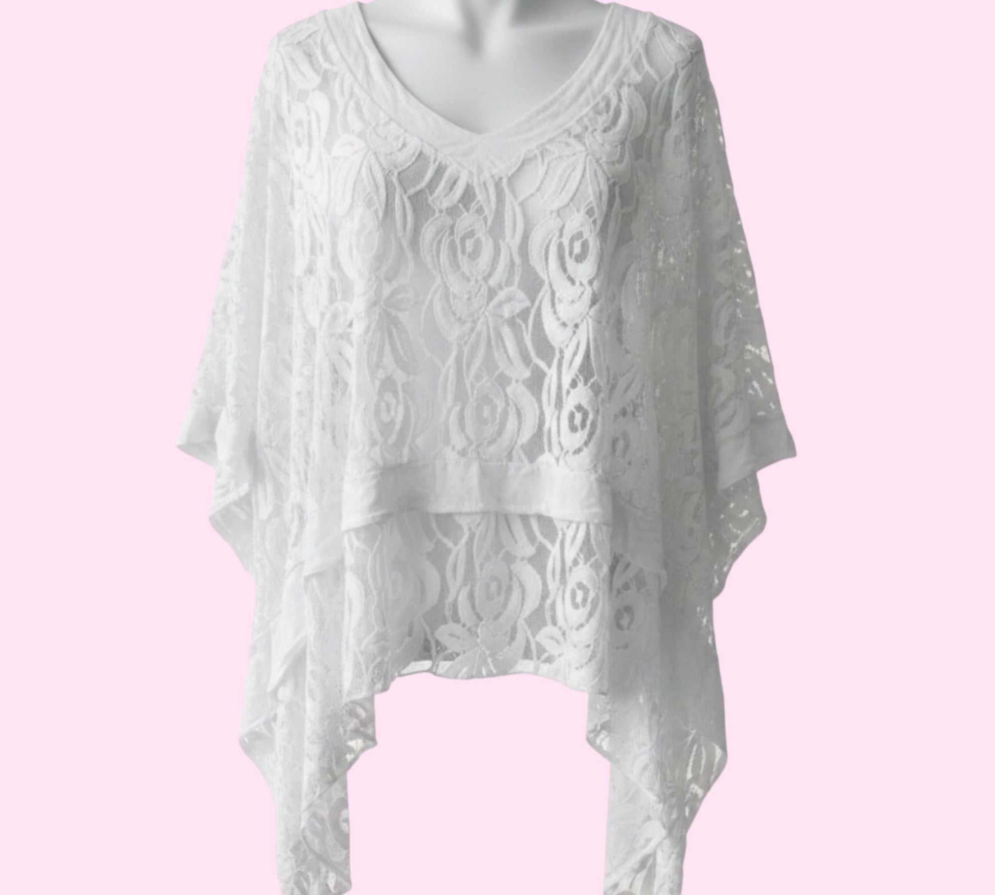 Moonshine kort kanten tuniek plus size wit
