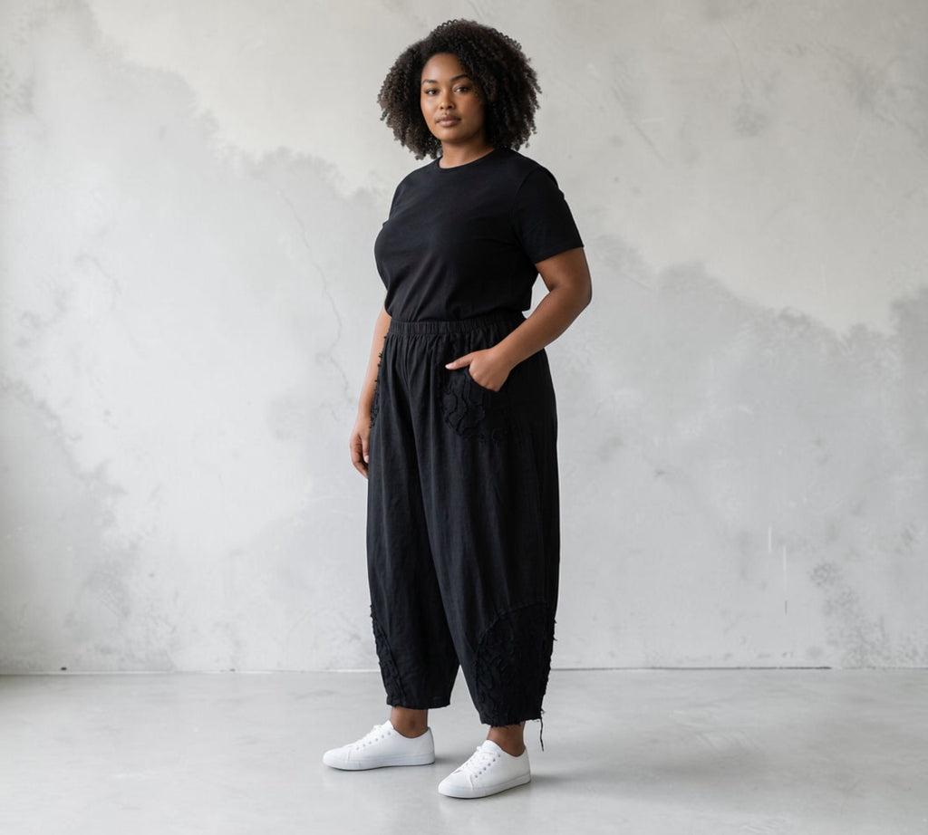 Moonshine ballon broek zwart linnen Plus Size