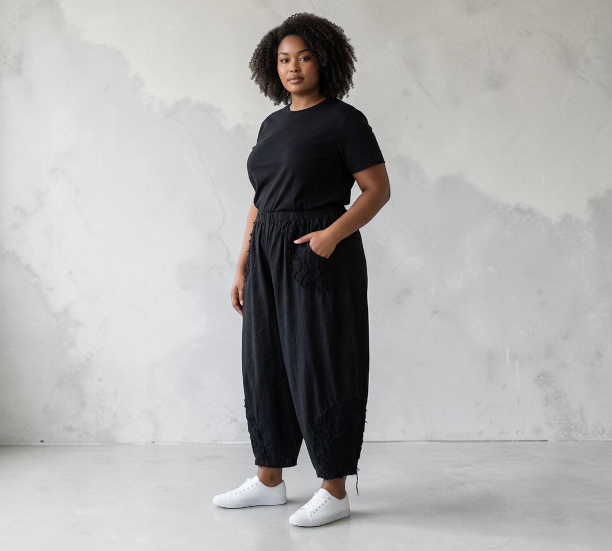 Moonshine ballon broek zwart linnen Plus Size