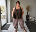 Alijn top in bruin One size past voor meerdere plus size maten