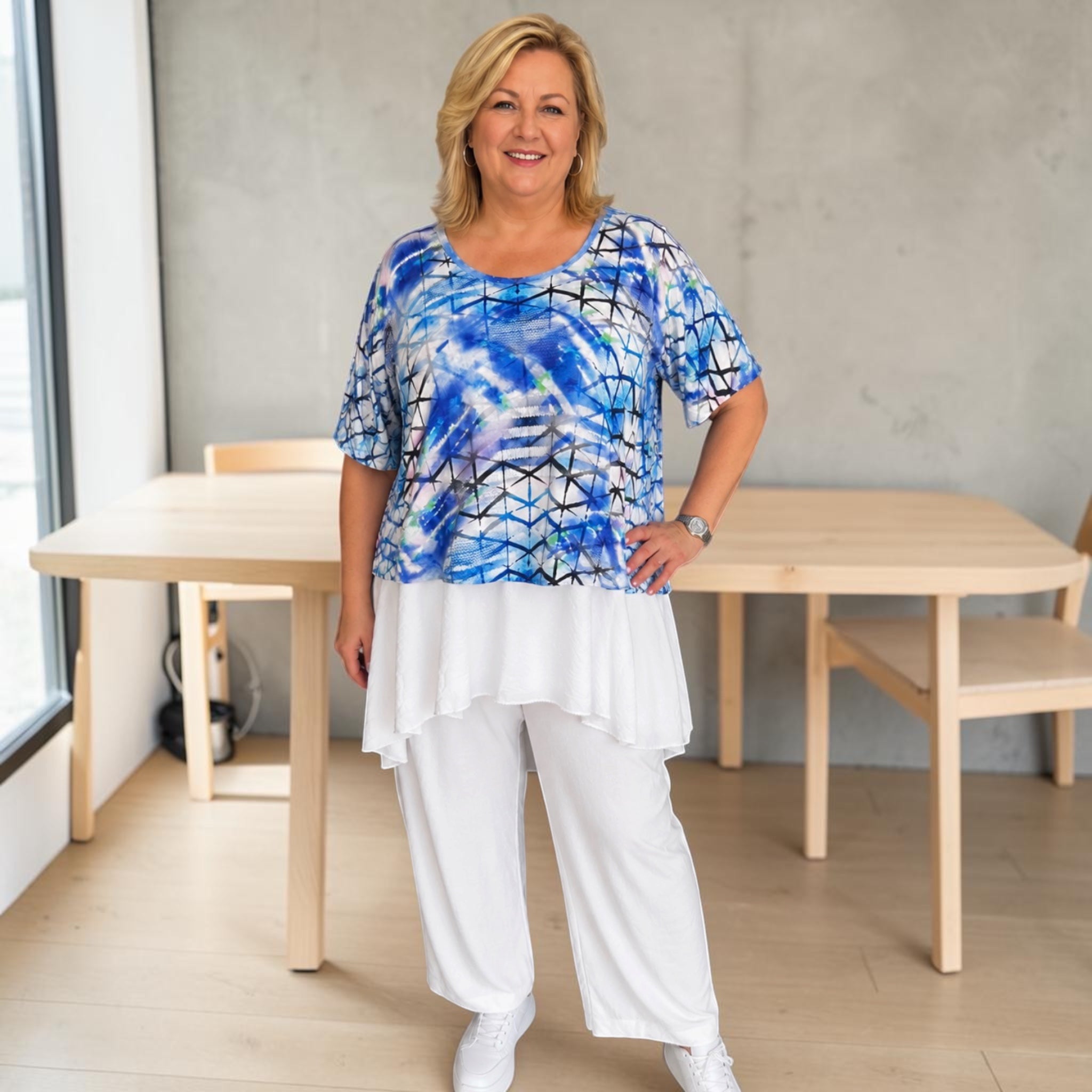 T-shirt kort wijd Naveed One size past tot maat 58