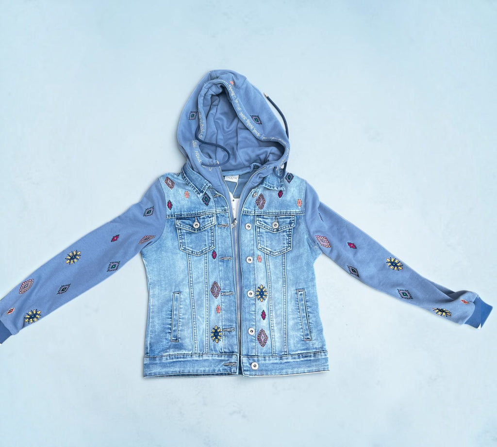 Jeans jasje met capuchon geborduurd maat S Zac & Zoe Slim fit