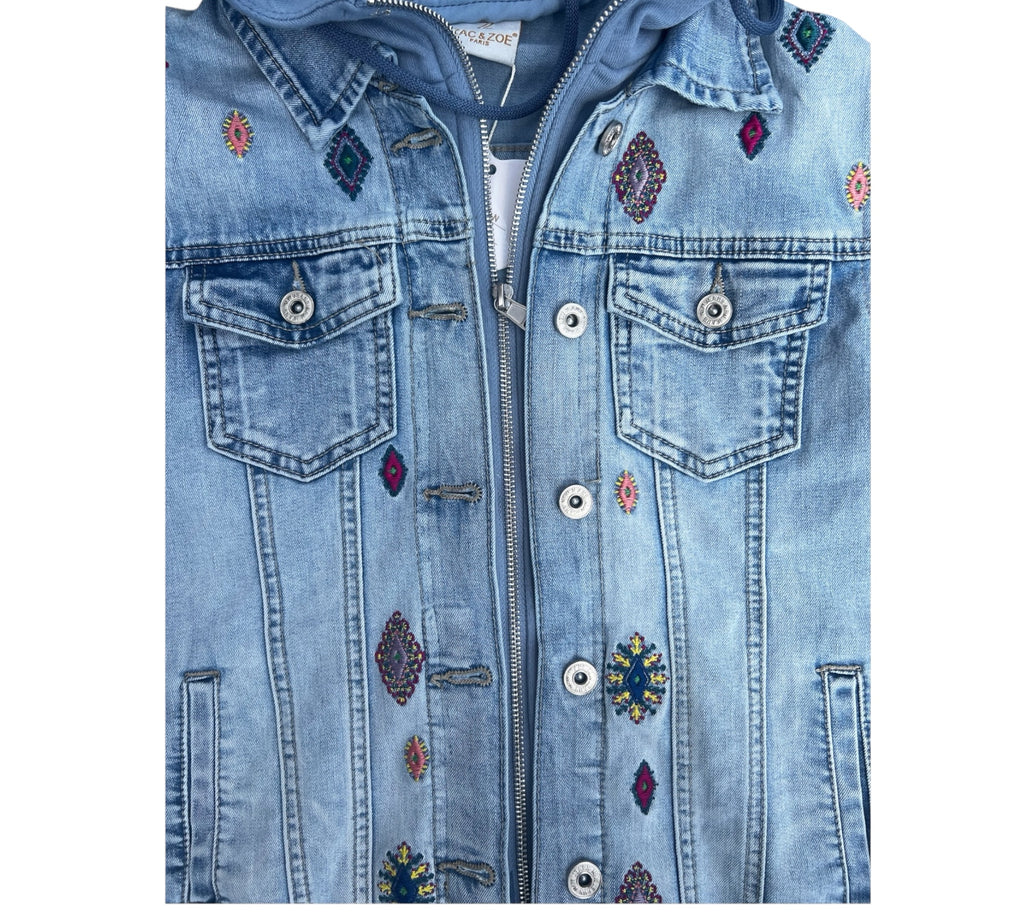 Jeans jasje met capuchon geborduurd maat S Zac & Zoe Slim fit