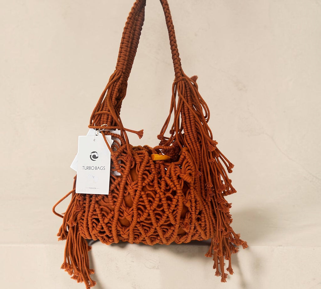 Macramé tas in brique