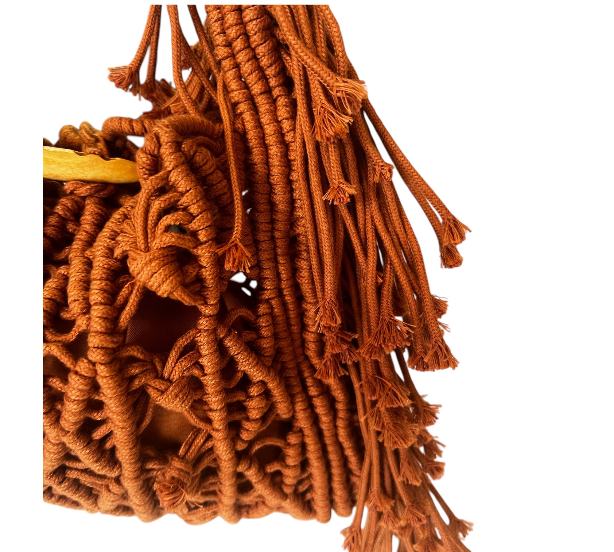 Macramé tas in brique