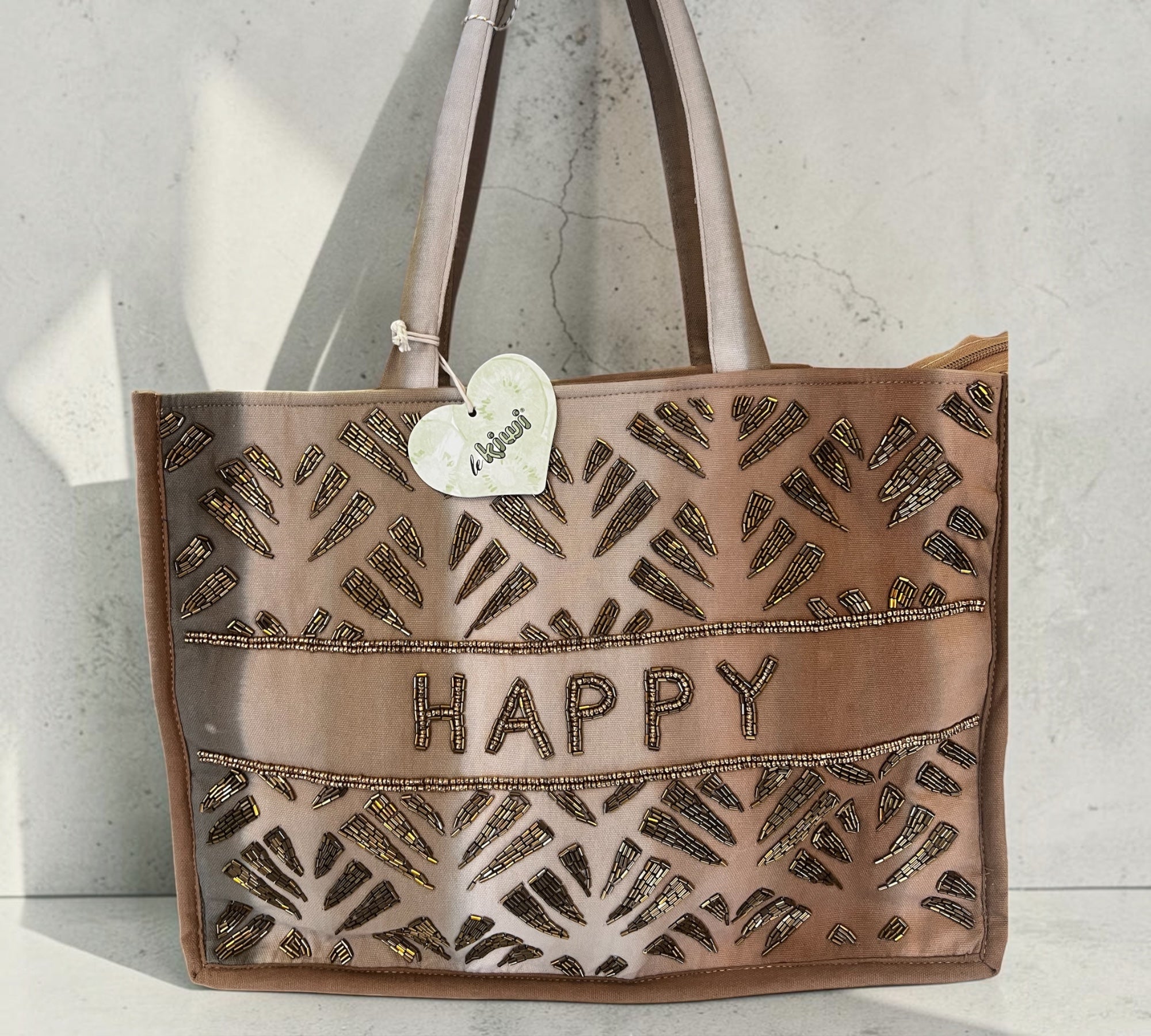 Geborduurde tas Happy