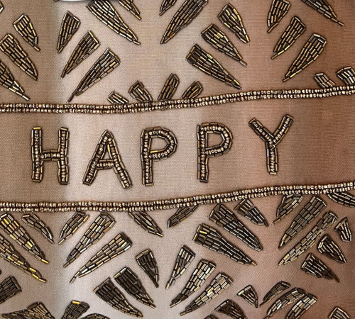 Geborduurde tas Happy