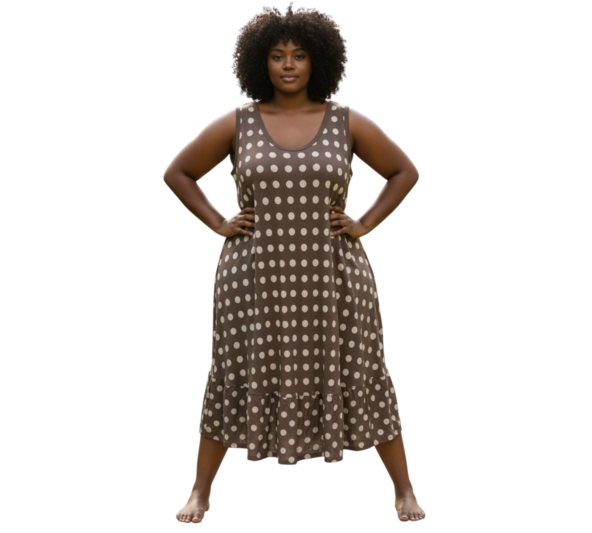 Polkadot  mouwloos iets Alijn jurkje Plus Size past voor maat 52-54-56 kleine 58