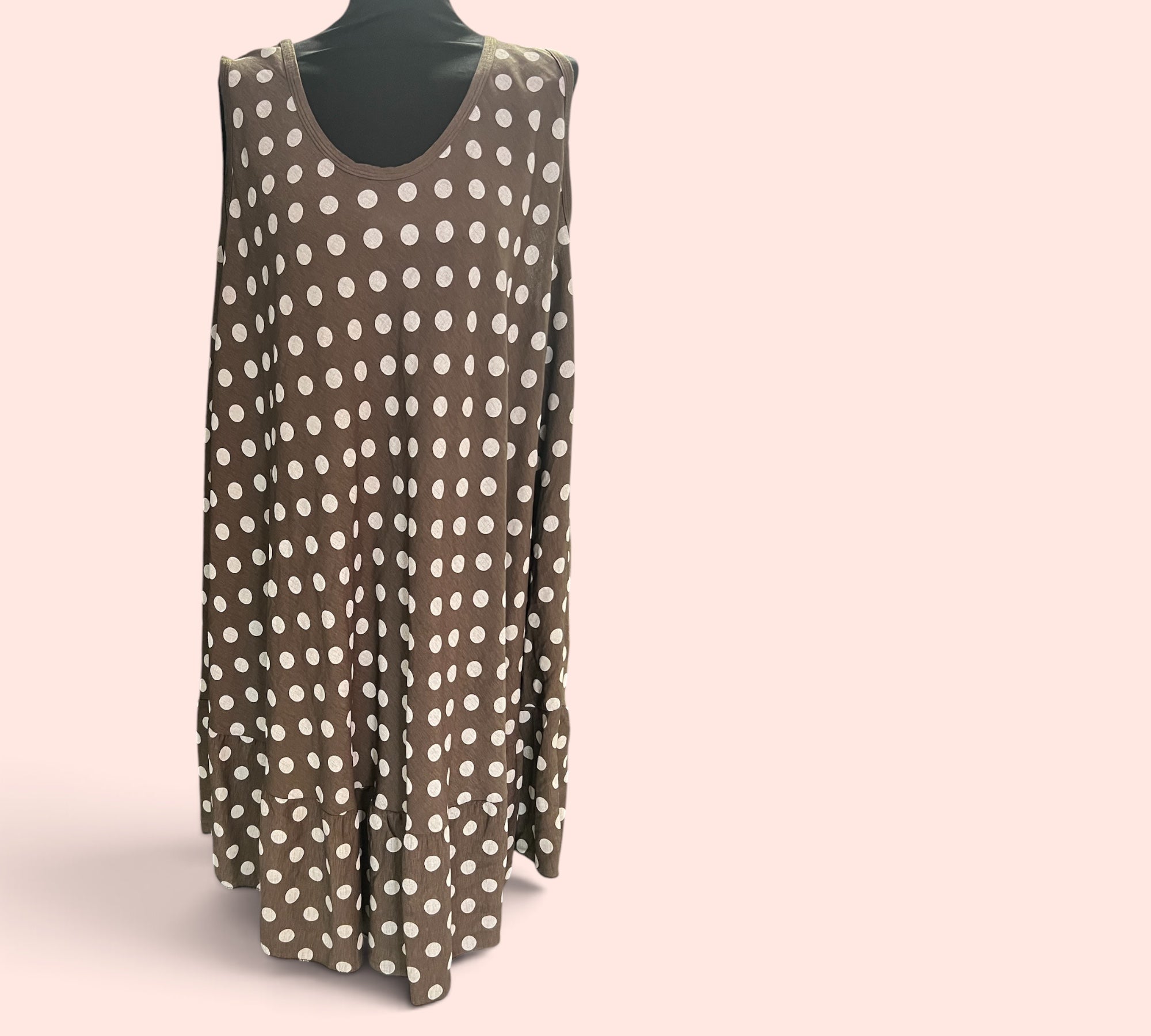 Polkadot  mouwloos iets Alijn jurkje Plus Size past voor maat 52-54-56 kleine 58