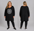 Lang Shirt zwart met zilveren applicatie One size