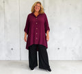 Lange blouse bordeaux rood Plus size tot maat 58