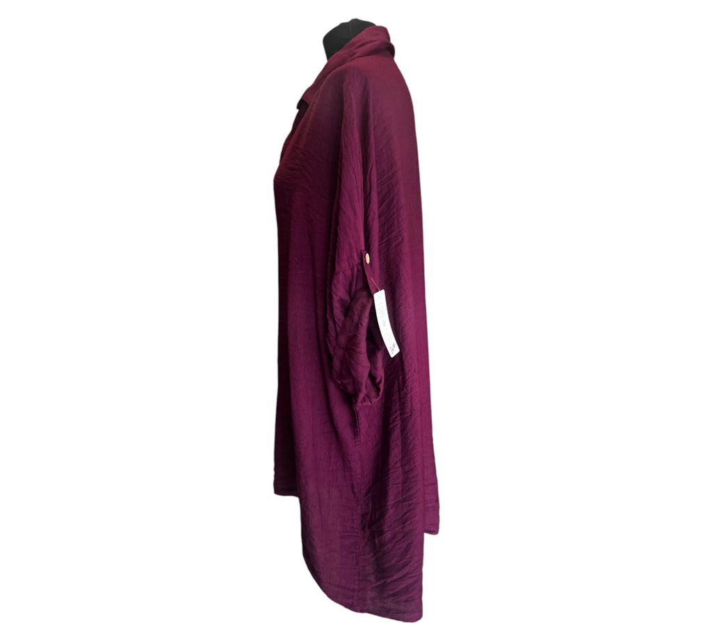 Lange blouse bordeaux rood Plus size tot maat 58