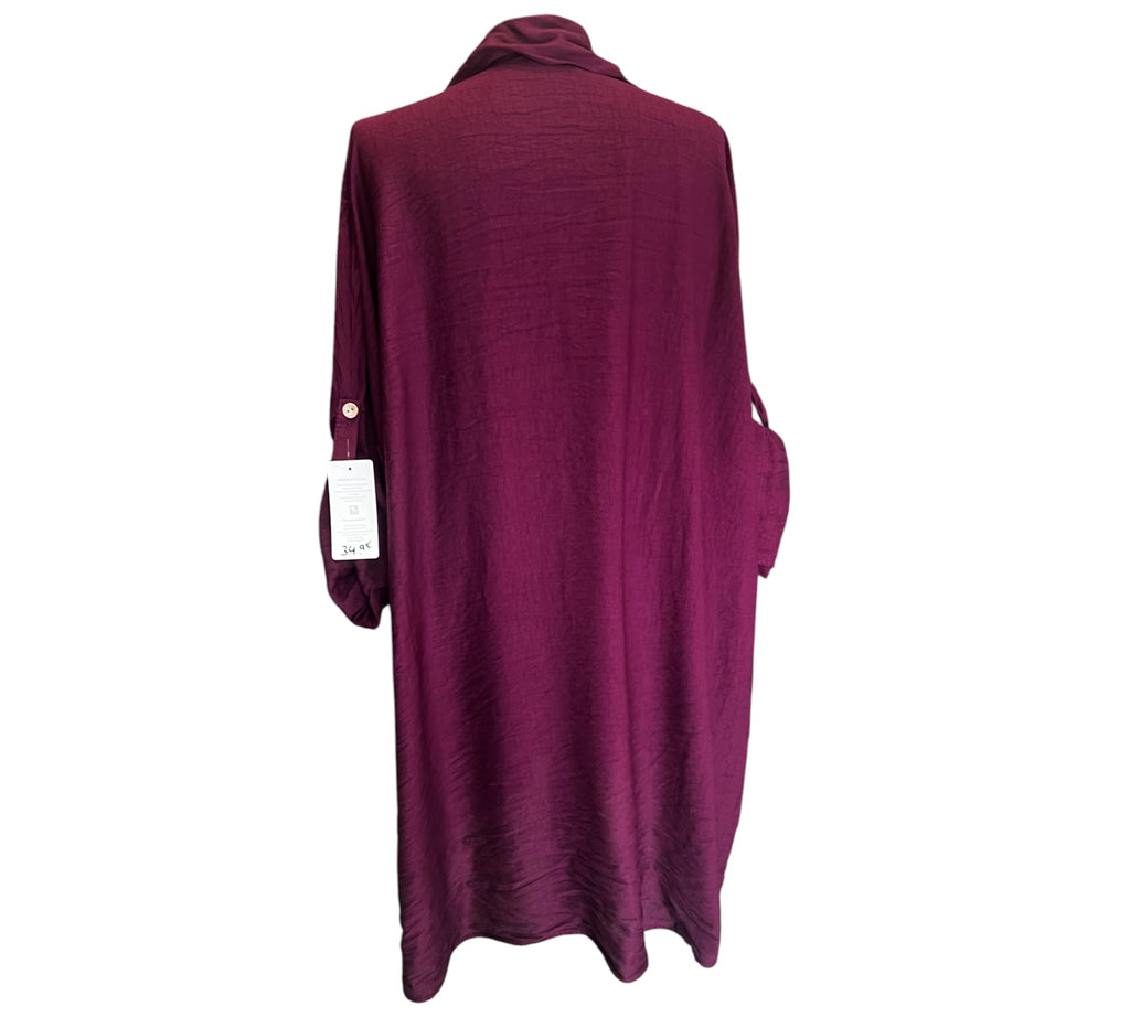 Lange blouse bordeaux rood Plus size tot maat 58