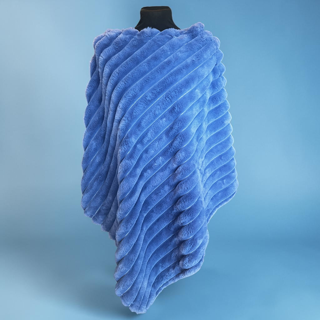 Poncho Fake fur blauw One size