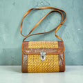 Tasje leer met raffia