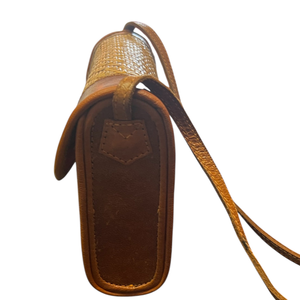 Tasje leer met raffia