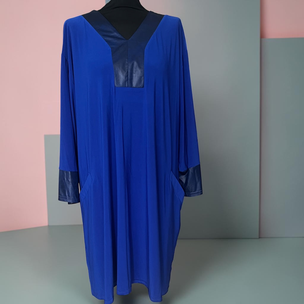 Jurk/tuniek travel stof maat  52-54-56 kobalt blauw