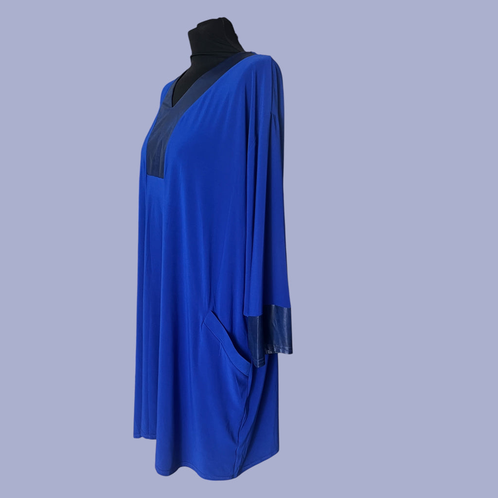 Jurk/tuniek travel stof maat  52-54-56 kobalt blauw