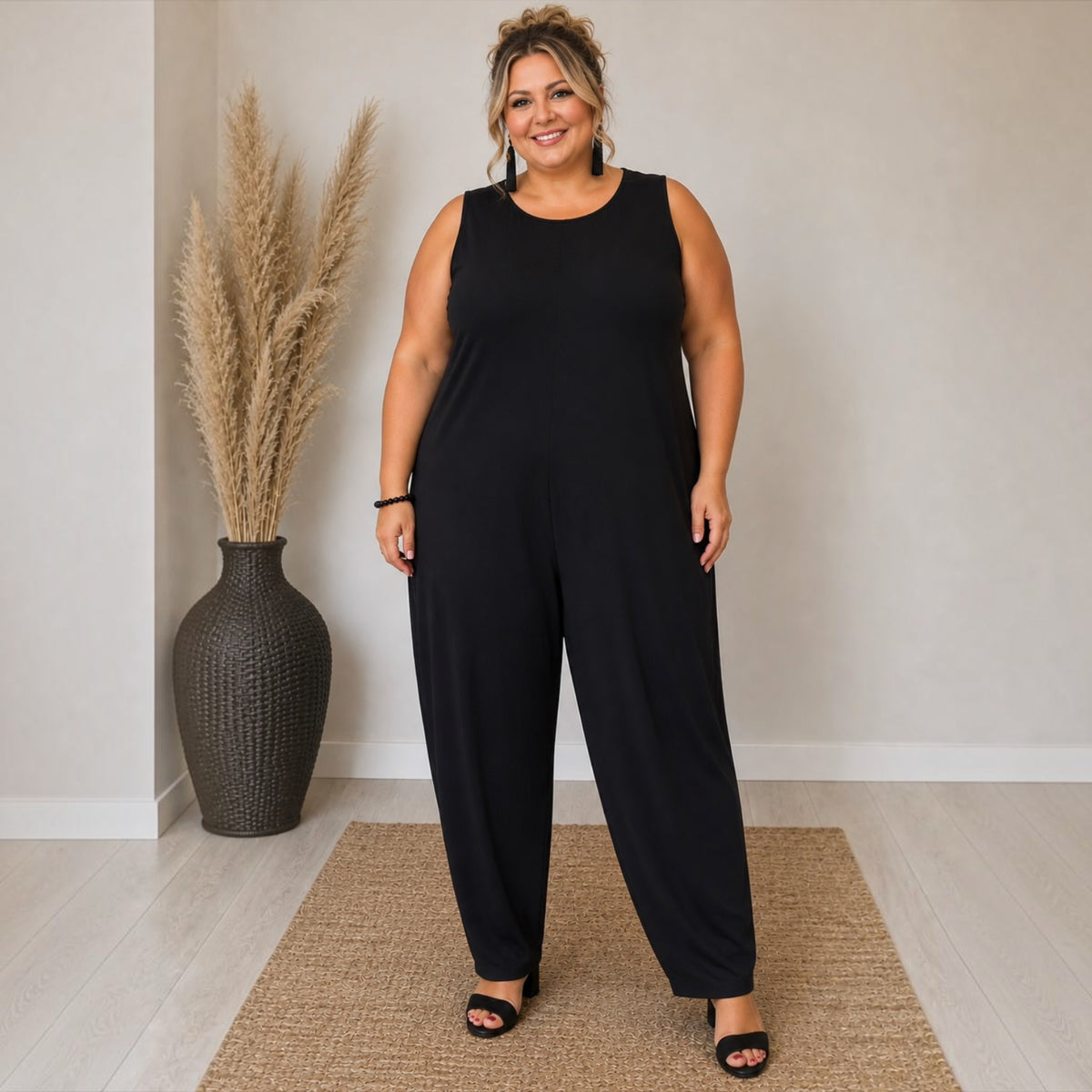 Jumpsuit  zwart One size past  tot maat 58 Sara Lindholm
