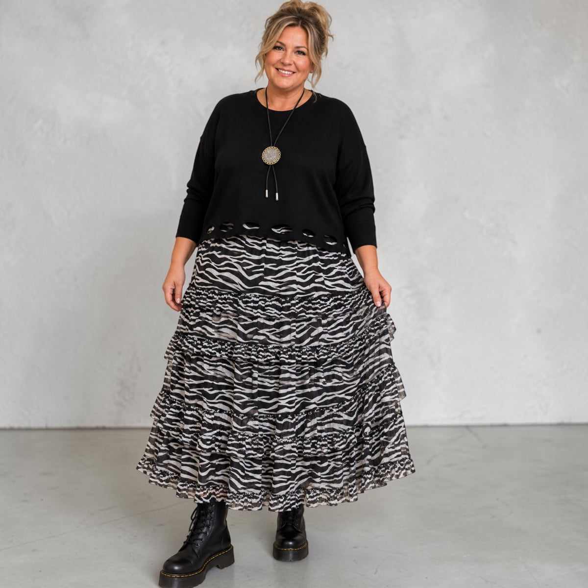 Vincenzo Allocca tule lagen rok gevoerd ,zebra print past voor maat 54-56-58