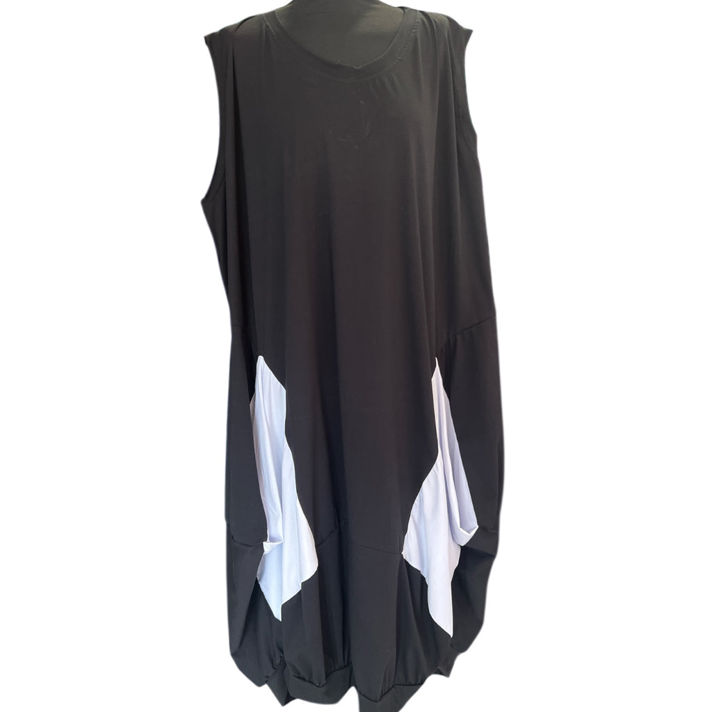 Moonshine jurk mouwloos zwart/wit mt 5=56/58