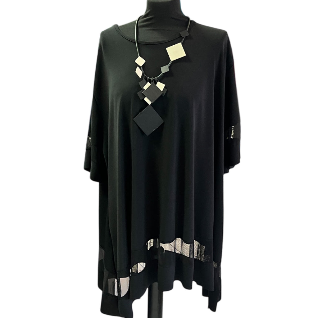 Shirt iets Alijn Zwart met voile One size tot maat 56