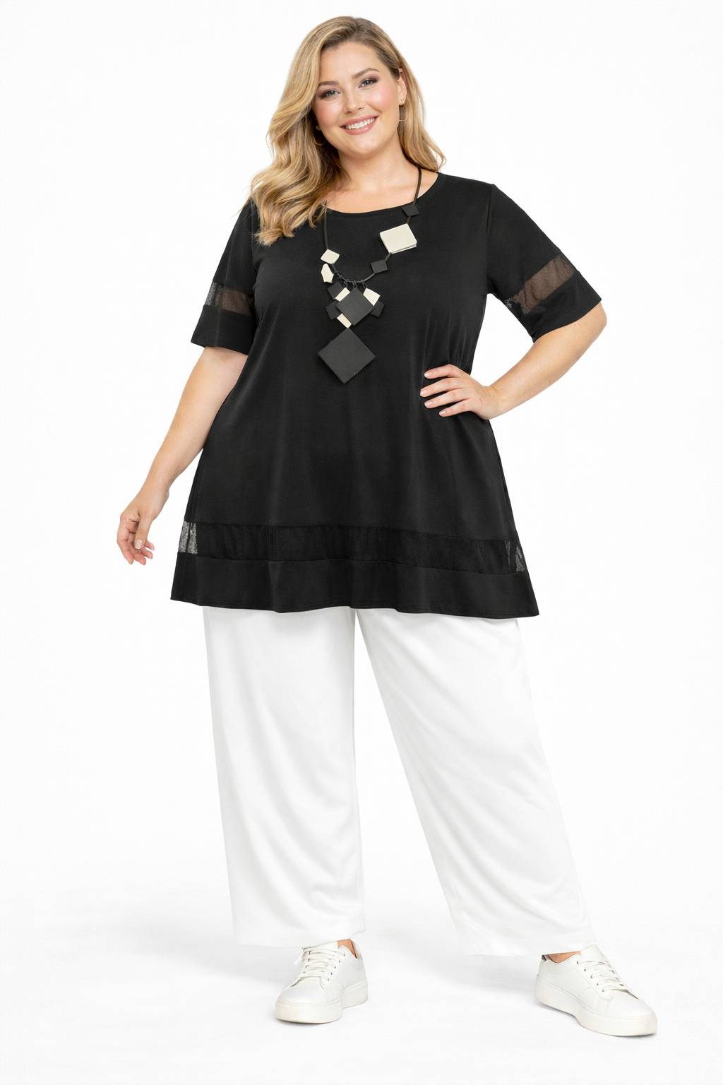 Shirt iets Alijn Zwart met voile One size tot maat 56